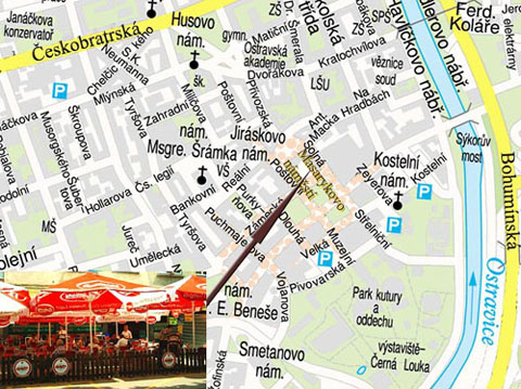 Mapa umstn Restaurace Astoria Ostrava