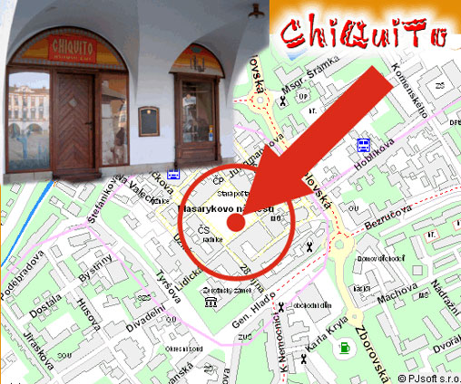 Mapa umístění Restaurace Chiquito Nový Jičín